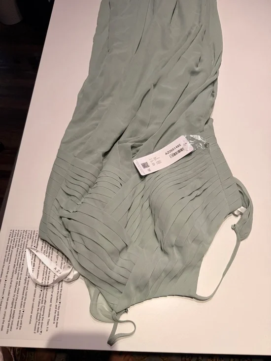 Azazie Agave Halter Chiffon Maxi Dress - Sage Green - Picture 7 of 7